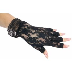 80's Lace Fingerless Black Gloves 1PR