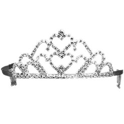 Double Heart Rhinestone Tiara 2" H