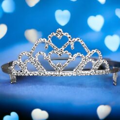 Double Heart Rhinestone Tiara 2&Quot; H