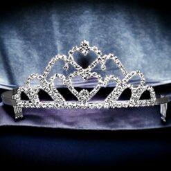 Double Heart Rhinestone Tiara 2&Quot; H