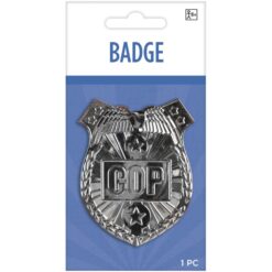 Police Badge Silver Plastic w/Pin