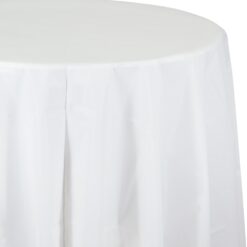 White Tablecover 82" RND Plastic