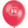 12" 14th Birthday Print Latex Balloons Astd 6CT