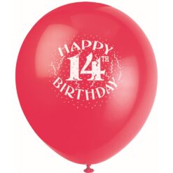 12" 14th Birthday Print Latex Balloons Astd 6CT