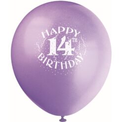 12" 14th Birthday Print Latex Balloons Astd 6CT