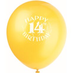 12" 14th Birthday Print Latex Balloons Astd 6CT 12 12&Quot; 14Th Birthday Print Latex Balloons Astd 6Ct