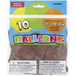12" Burgundy Latex Balloon 10CT