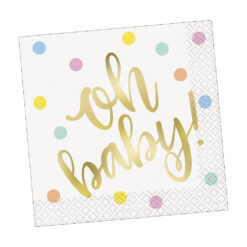 Oh Baby Gold Imprint Napkins Beverage 16CT