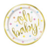 Oh Baby Gold Baby Shower Plates 7" 8CT 1 Oh Baby Gold Baby Shower Plates 7&Quot; 8Ct