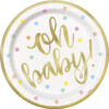 Oh Baby Gold Baby Shower Plates 9&Quot; 8Ct