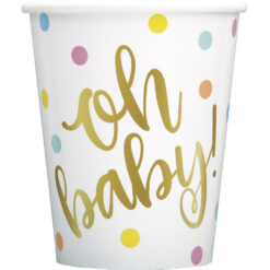 Oh Baby Gold Baby Shower Cups 9oz 8CT