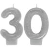 Numeral Candle Sparkling Celebration Silver 30 3" 1 Numeral Candle Sparkling Celebration Silver 30 3&Quot;