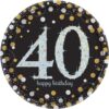 Sparkling Celebration 40Th Birthday Plates Paper Round 9&Quot; 8Ct