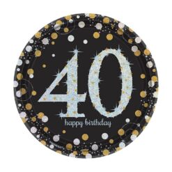 Sparkling Celebration 40th Birthday Plates Paper 9" 8CT