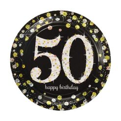 Sparkling Celebration 50th Birthday Plates Paper Round 7" 8CT
