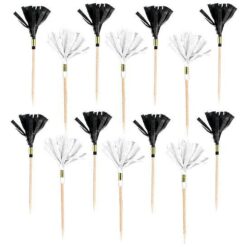 Sparkling Celebration Fringe Hors D'Oeuvre Picks Black/White 24CT