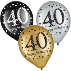 Sparkling Celebration 40th Birthday Latex Balloons 12" 15CT