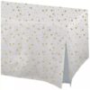 White Fitted Vinyl Rectangle Table Cover W/Gold Stars 31&Quot; X 72&Quot;