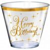 Gold Happy Birthday Clear Plastic Tumblers 9oz 30CT 1 Gold Happy Birthday Clear Plastic Tumblers 9Oz 30Ct