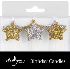 Sparkle Glitter Star Candles 6CT