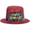 Red Glitter Mini Happy Birthday Top Hat 1 Red Glitter Mini Happy Birthday Top Hat