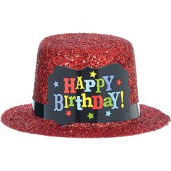 Red Glitter Mini Happy Birthday Top Hat