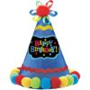 Happy Birthday Bright Deluxe Cone Party Hat 2 Happy Birthday Bright Deluxe Cone Party Hat