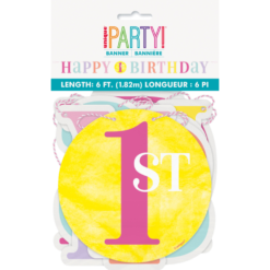 Pink Dots 1st Birthday Letter Banner 6FT