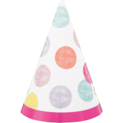 Pink Dots 1St Birthday Mini Party Hats 8Ct