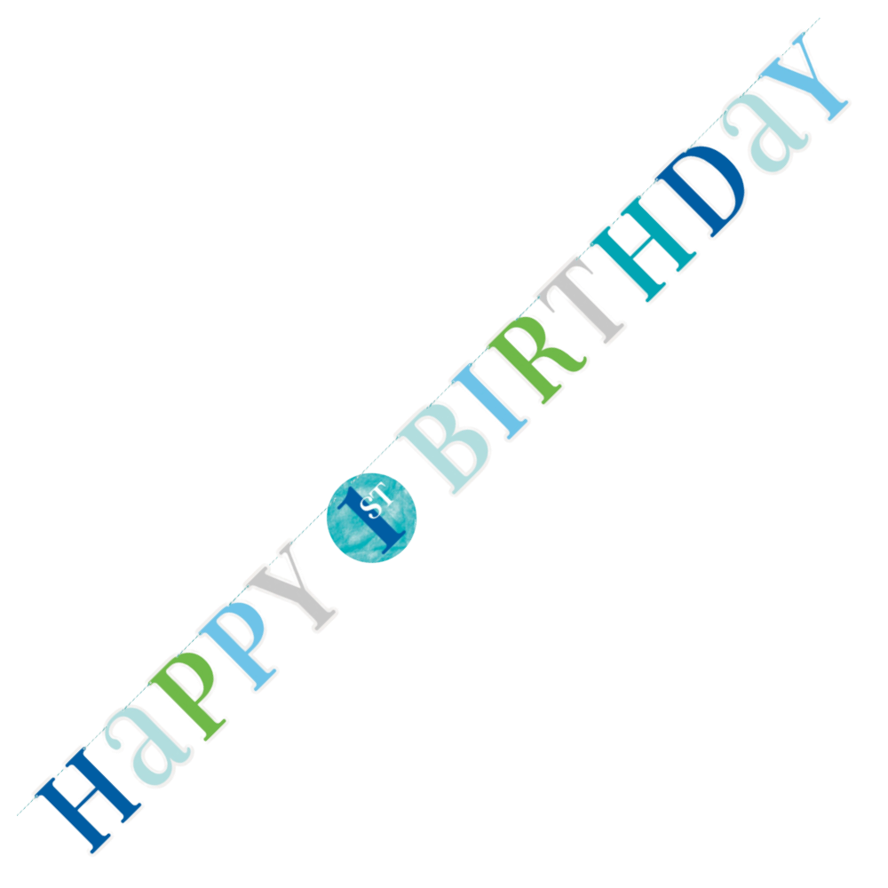 Blue Dots 1st Birthday Letter Banner 6FT 4 Blue Dots 1St Birthday Letter Banner 6Ft