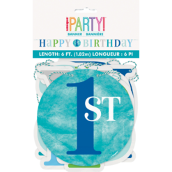 Blue Dots 1st Birthday Letter Banner 6FT